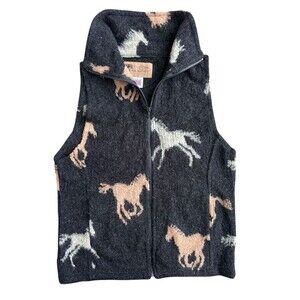 Vintage Bear Ridge Outfitters Vest Made In USA Horse Print Sz S Western